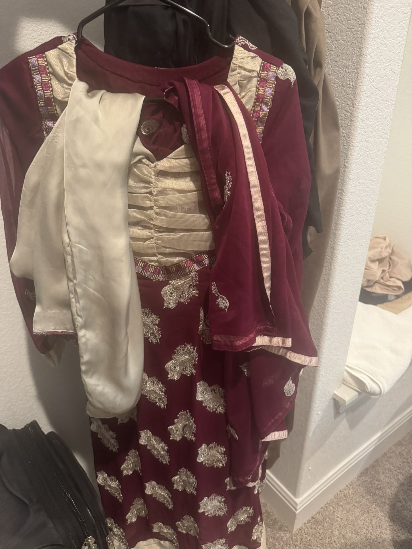 Girl Dark Purple Fancy Dress 3 Pieces 13,14 Size