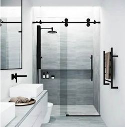 Puerta de ducha corrediza Vigo Elan 68-72x74 negro mate nueva