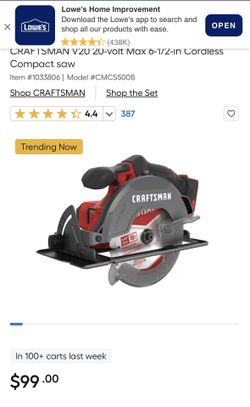  Craftsman V20 6 1/2 Inch  Circular Saw NIB 
