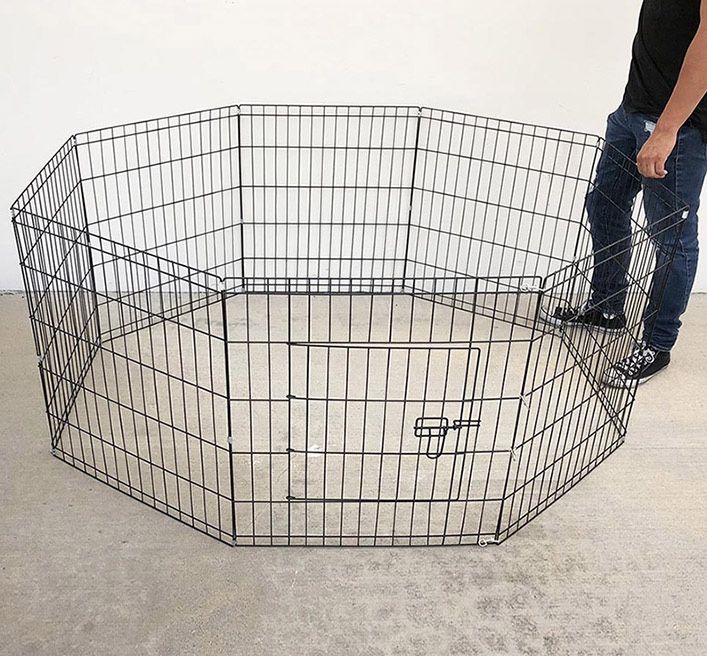 (NEW) $35 Foldable 24” Tall x 24” Wide x 8-Panel Pet Playpen Dog Crate Metal Fence Exercise Cage