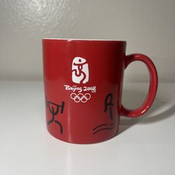 Beijing 2008 Olympics Commemorative Mug – Red, Good Condition