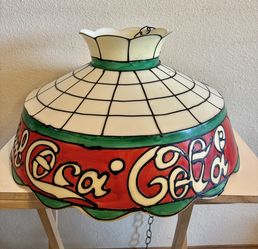 Vintage Drink Coca Cola 21” Tiffany Style Plastic Hanging Light Fixture