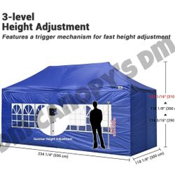 10x20' Heavy duty Easy Pop Up Canopy with Removable Sidewalls 420D Waterproof Folding Wedding Party Tent Outdoor