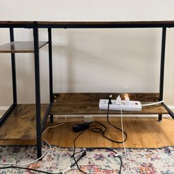 43 inches Rustic Wood and Metal Computer Desk with Shelves - Like new