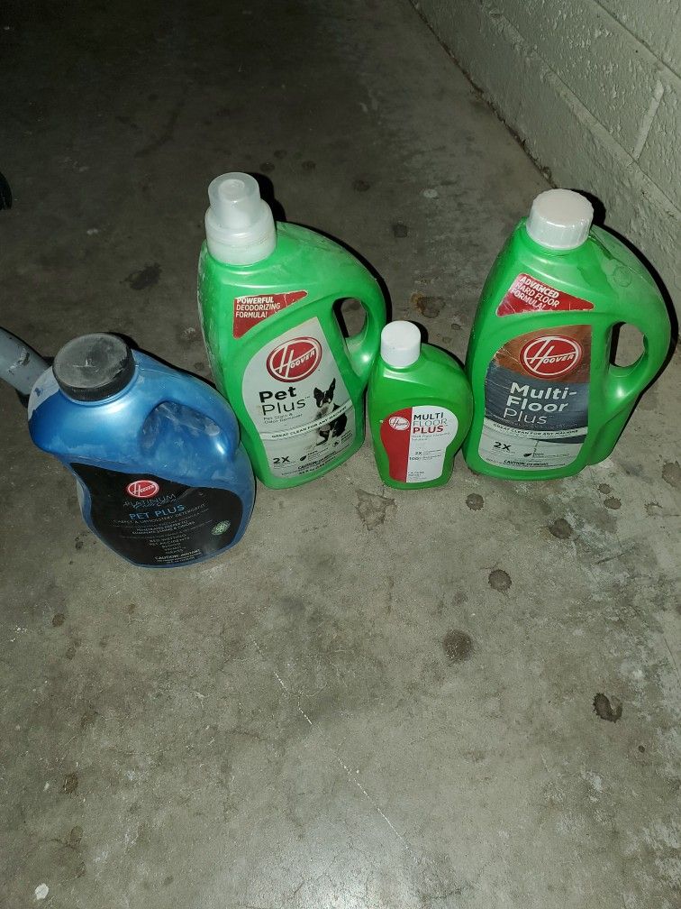 Four Bottles Of Hoover Multifloor Plus And Hoover Pet Plus