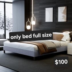 yoyomax Full Size Bed Frame, Classic Wood /No Box Spring Needed, Elegant Gray