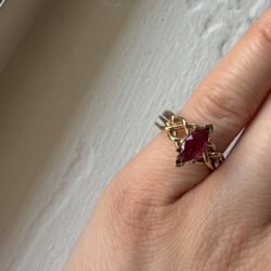 14K Yellow and White Gold and 1Ct Ruby Puzzle Ring