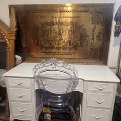 Antique Looking Desk With Acylic Chair