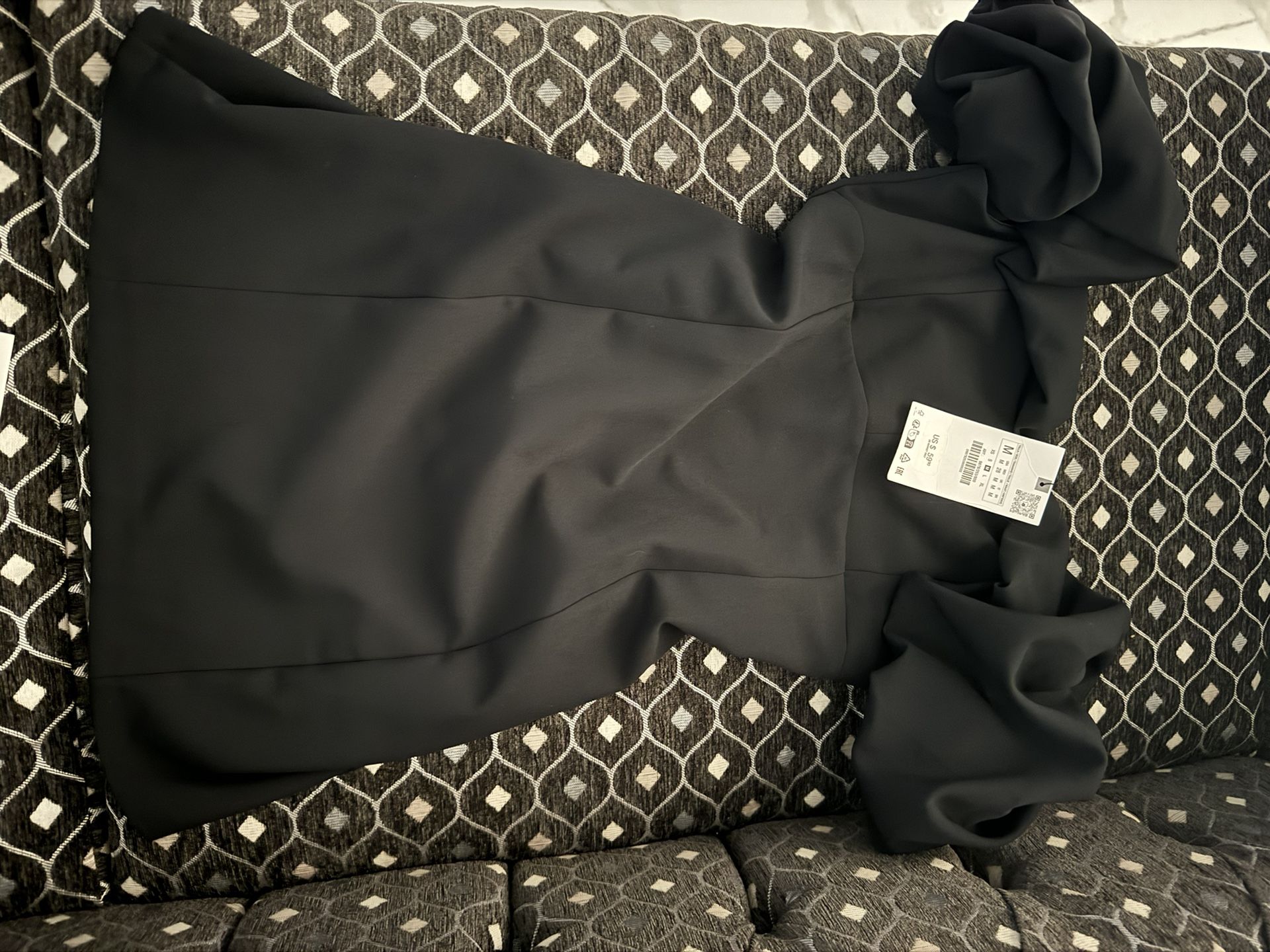 Size M Black Ruffle Denim Dress 