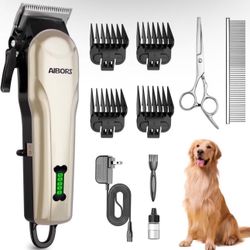 Dog Clippers, Professional Dog Grooming Kit, Low Noise Rechargeable Dog Clippers for Grooming, Cordless Electric Quiet Hair Grooming Clippers for Dogs