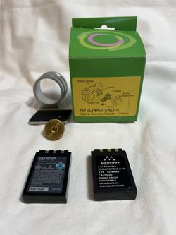 lot Olympus C50(x-1) digital camera adapter 37mm & 2 used Olympus batteries LI-12B LI-10B