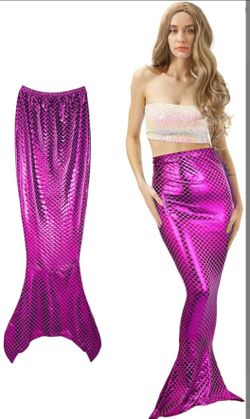 Size small Mermaid Costume for Women, Sequin Mermaid Crop Tops Strapless Metallic Tube Tops, Tail Skirt