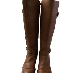 Zip Up Br. Naturalizer #5Jenning Leather Blk Heel Knee High Riding Boots 6.5M-WC