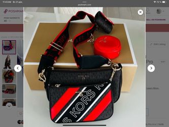 MICHAEL KORS  Limited Jet Set Logo Crossbody Bag with Case for Apple Airpods Pro 4 in 1