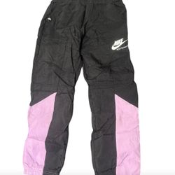 Nike Track Pant Women's Size Large Black Pink Elastic Waist Sportswear Joggers