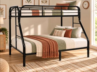 Black Metal Twin Over Full Bunk Bed Frame