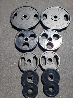 Iron Grip Olympic Plates Urethane Weights Gym Weight Set