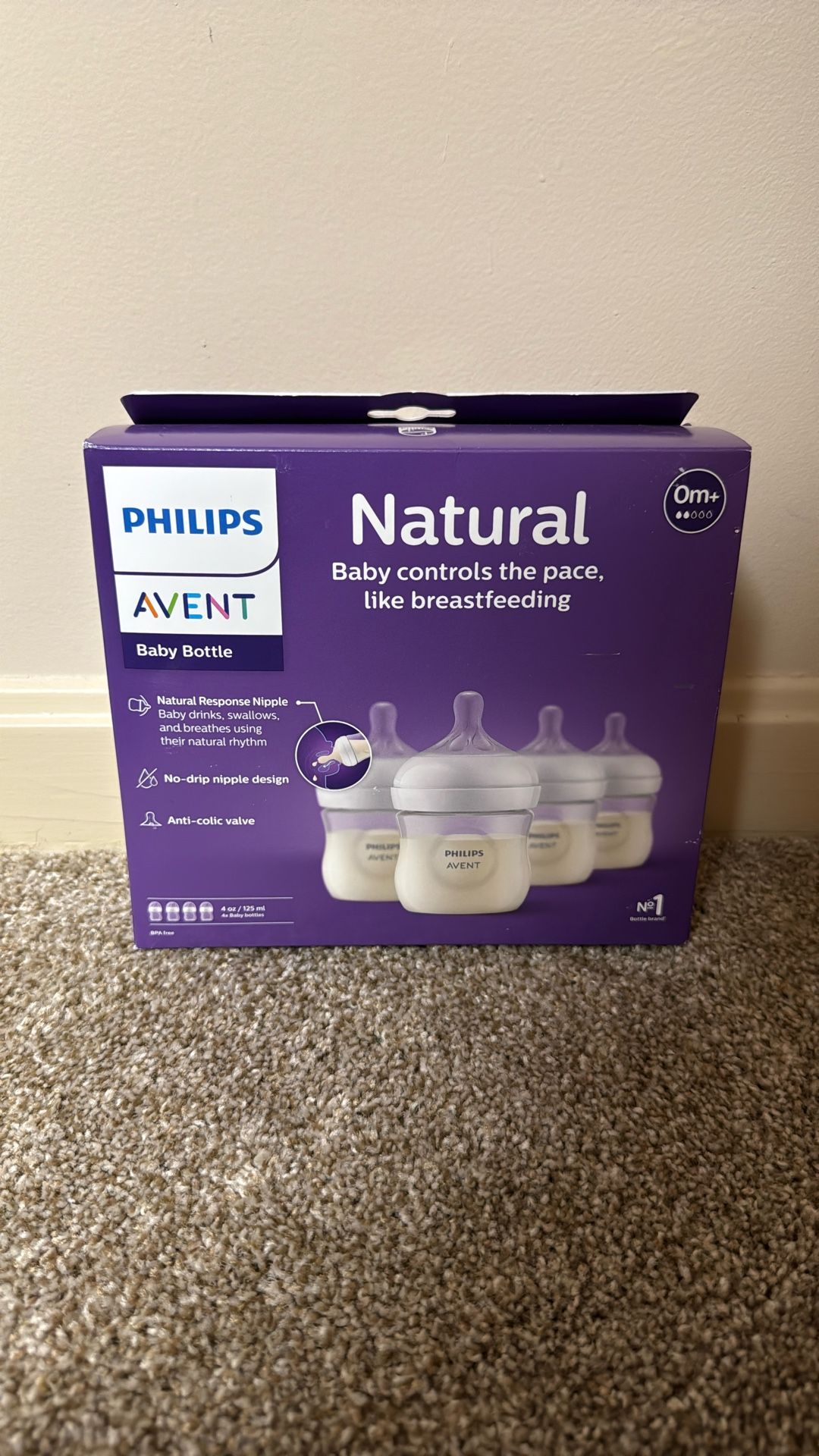 Phillips Avent Natural 4oz Baby Bottles (4 Pack)
