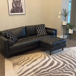 Black Article Leather Couch And Chairs