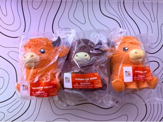 3 Playside Creations Highland Cow Squishy Bundle (Brown, Dark Brown and Light Brown)