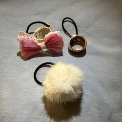 3-pack bow/furry ball/metal ring Elastics/Hair Ties/rubber bands