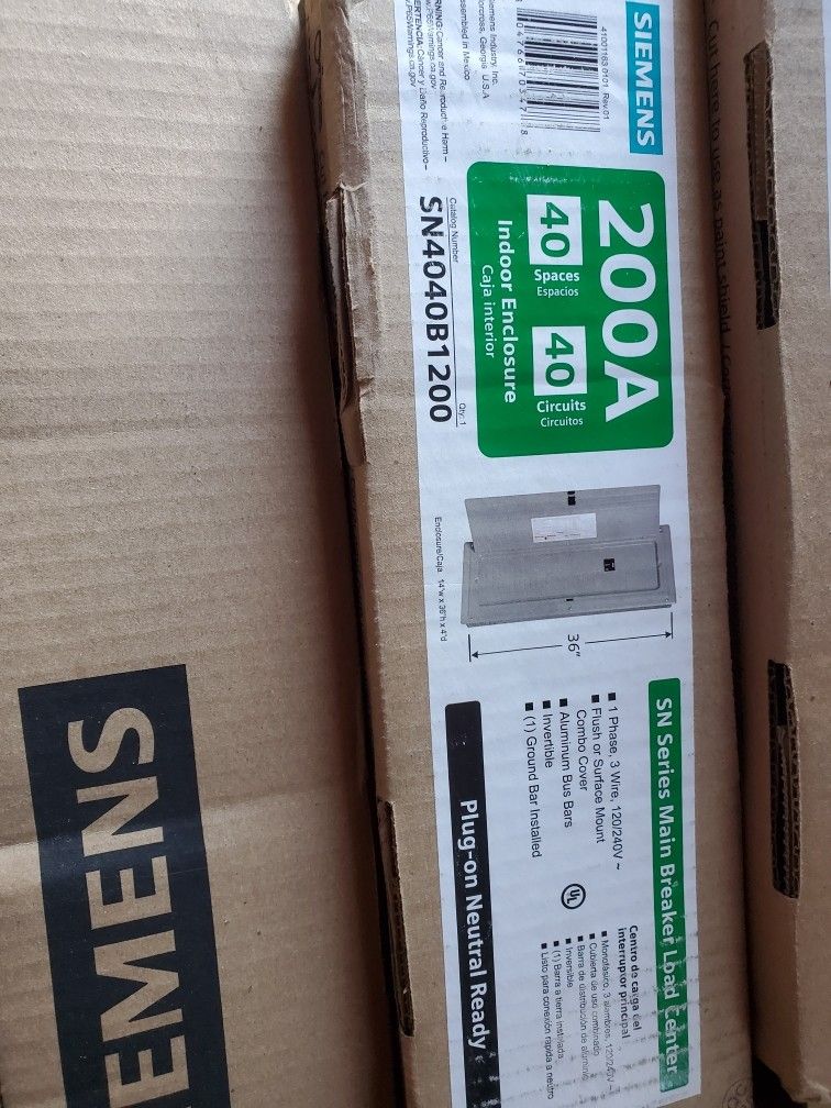 200amp Siemens Indoor Panel Box