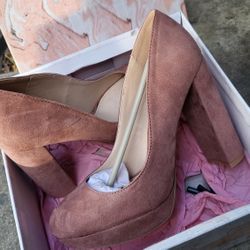 heels for women pink color size 8 1/2