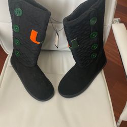 Miami Hurricanes Black UM Woven Boots