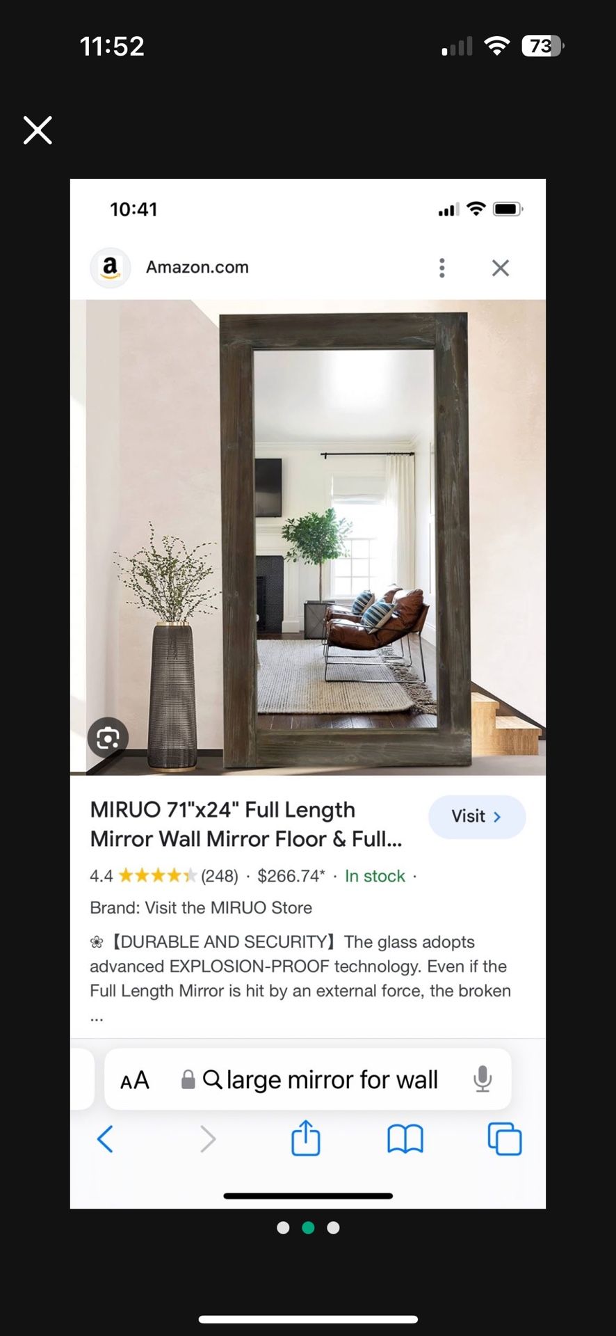 Large Brown Mirror With Matching shelf