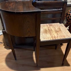Vintage Desk/Table & Connected Sitting Seat