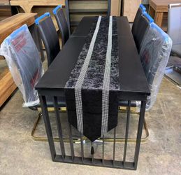 New assembled set of 7 dining sets 1table with 6 chairs