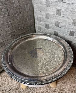Mid Century Silver-Plated Round Tray