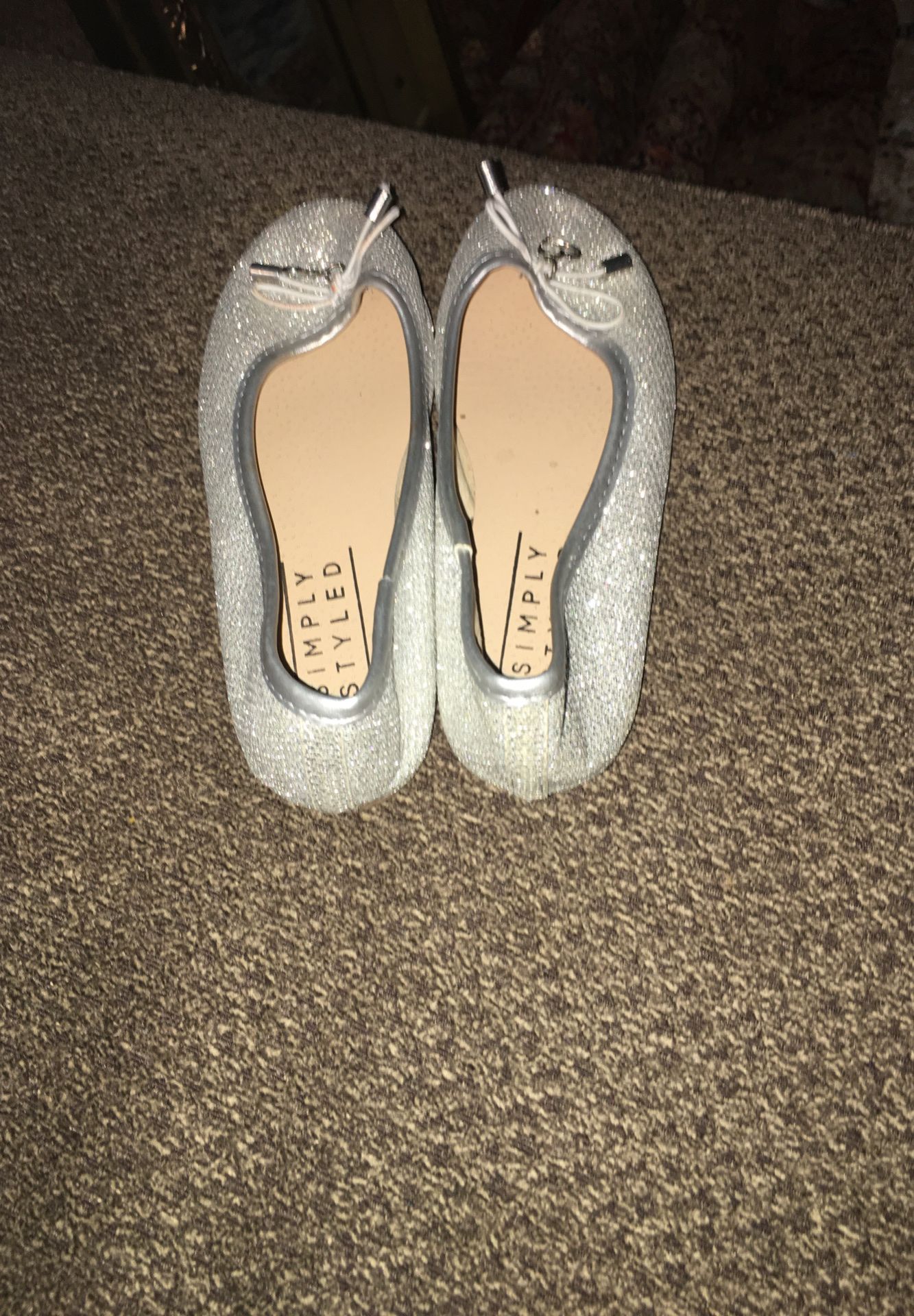 Silver sparkly little girl flats