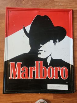 Vintage Marlboro man tin sign
