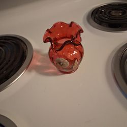 Fenton Pansy Cranberry Vase
