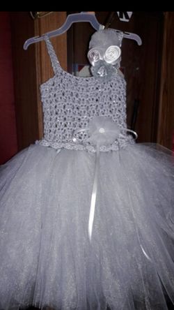 MG crochet vestido con tutu y diadema