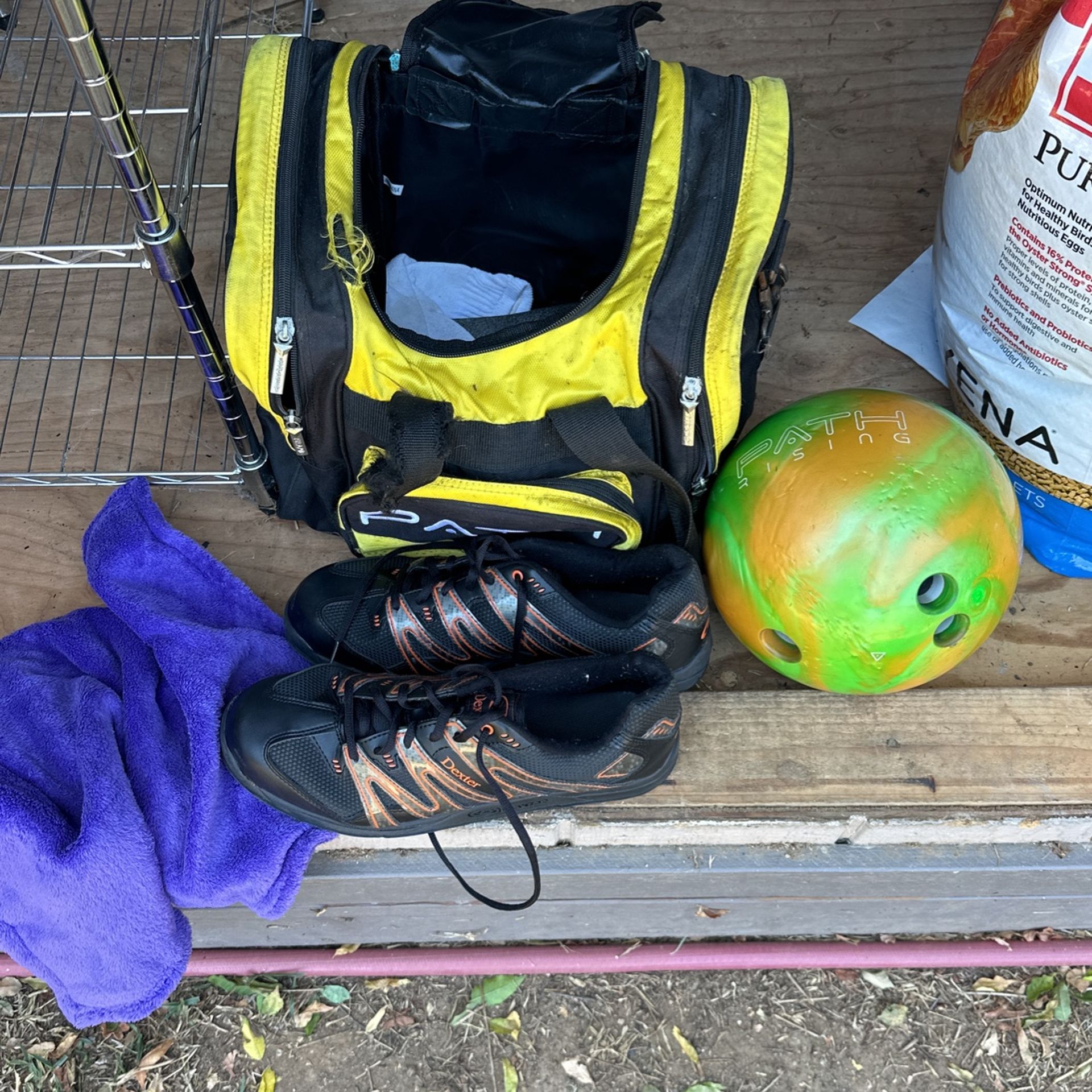 Bowling Ball, Bag And Shoes Size 12