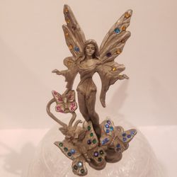 Sunglo Fairy Pewter Angel Wings Butterflies 4" Figurine F1