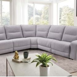 Brand New Super Plush Light Grey Power Reclining Sectional Sofa