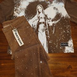 Watson Studios Denim Crop Tshirt & Jeans SeT