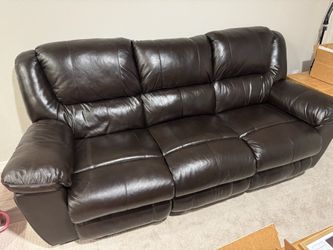 Dark Brown Leather Reclining Sofa