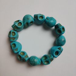 Synthetic Turquoise Skull Tibetan Prayer Bead Mala Bracelet for Men Women