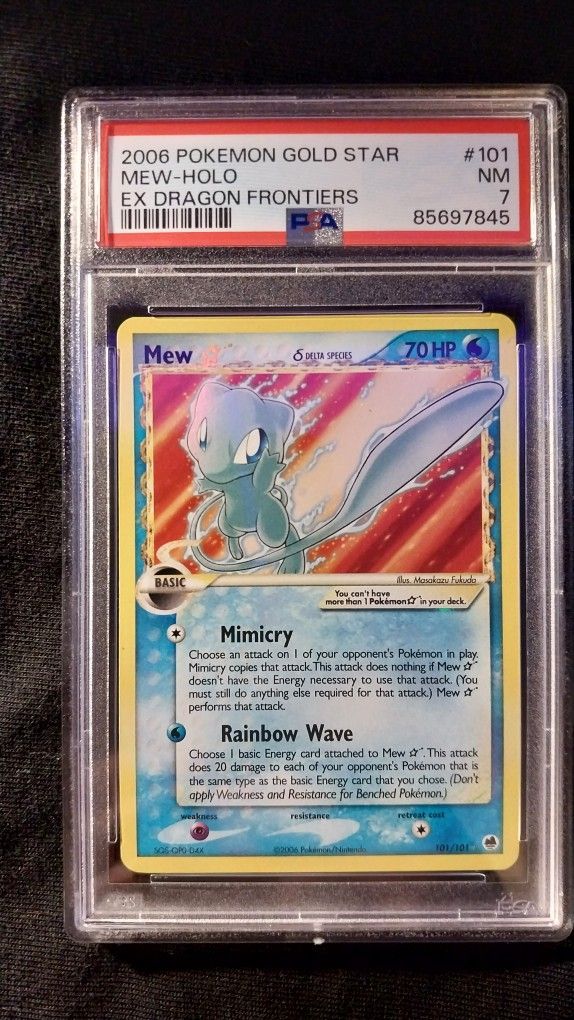 Mew Holo Ex Dragon Frontiers 2006 Pokémon Gold Star Card - PSA 7 Near Mint