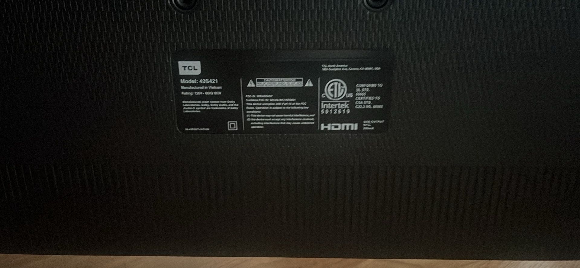 43” TCL smart Tv With Screen