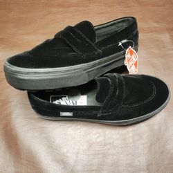 VANS Black Velvet Slip on Loafers