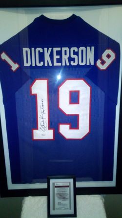 Erick Dickerson custom framed sighned jersey with JSA certificate of authinticity