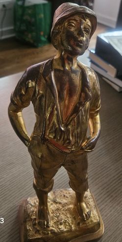 Gold-Tone Boy Figurine Statue
