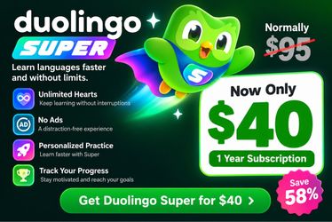 Duo lingo 1 year super subscription