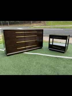 Dark Wood Dresser and Nightstand Set