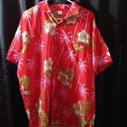 Vintage Zury Mens XXXL Red Hawiian Botton Down Short Sleeve Shirt